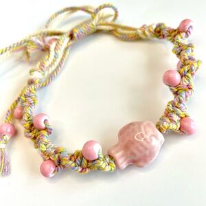 Pink fish Ceramic macrame bracelet multi-colored bohemian cord shell adjustable